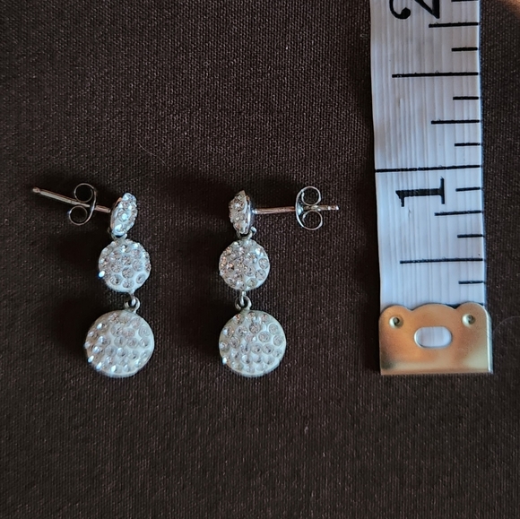 Crystal 3 Tiered Drop Earrings - Picture 4 of 4